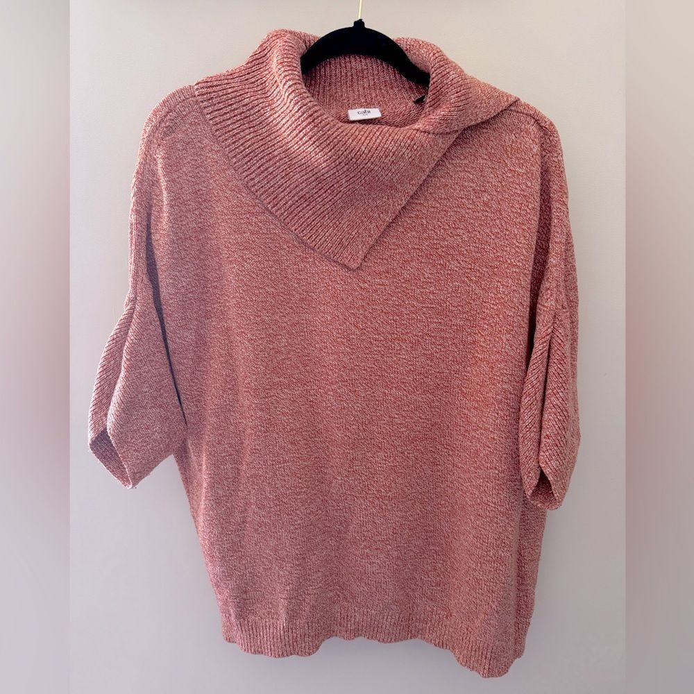 Casual Cottage CABI Red Marled Oversized Split-Collar Turtleneck Knit Sweater M